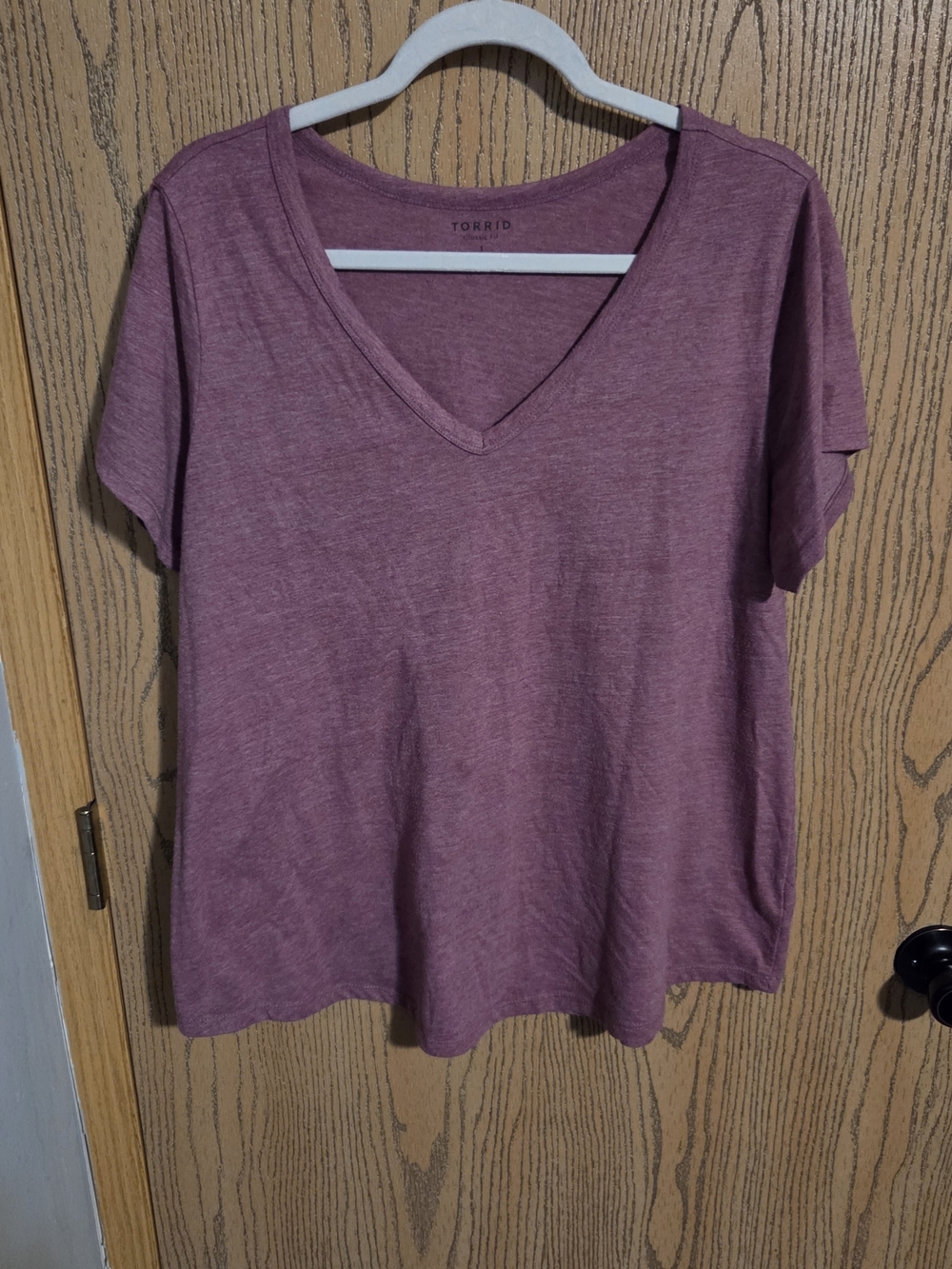 torrid Heathered Mauve V-Neck Short Sleeve Tee